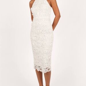 Petal & Pup Elegant Cream Lace Midi Dress